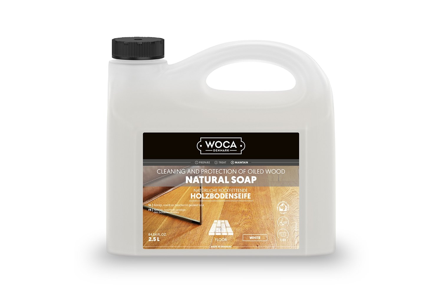 WOCA medinių grindų muilas, White, 2,5L